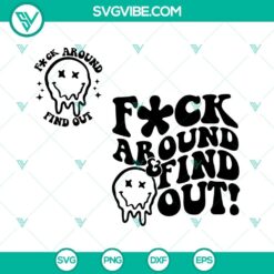 Mom Club Smiley SVG design, with "Fuck Around And Find Out" text, available for instant download in multiple formats like PNG, DXF, and EPS.