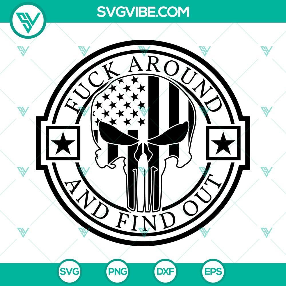 fuck-around-and-find-out-svg-punisher-skull-svg-faafo-punisher-flag-svg-2nd-amendment-svg-3-mockup.jpg "FAAFO Punisher skull SVG design, ideal for digital products, with bold typography and a powerful message for enthusiasts."
