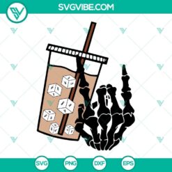 Fueled By Iced Coffee And Anxiety SVG Image, Skeleton Hand SVG File, Mental 2
