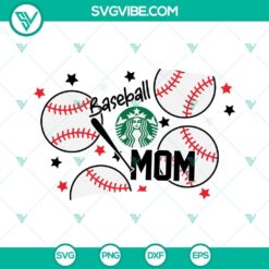 Illustration of Full Wrap Baseball Mom Starbucks Cup SVG Images. Starbucks Mom SVG Images ideal for DIY projects.