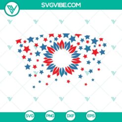 Sunflower Star themed Starbucks cup SVG files perfect for 4th of July celebration. Ideal for crafting projects.