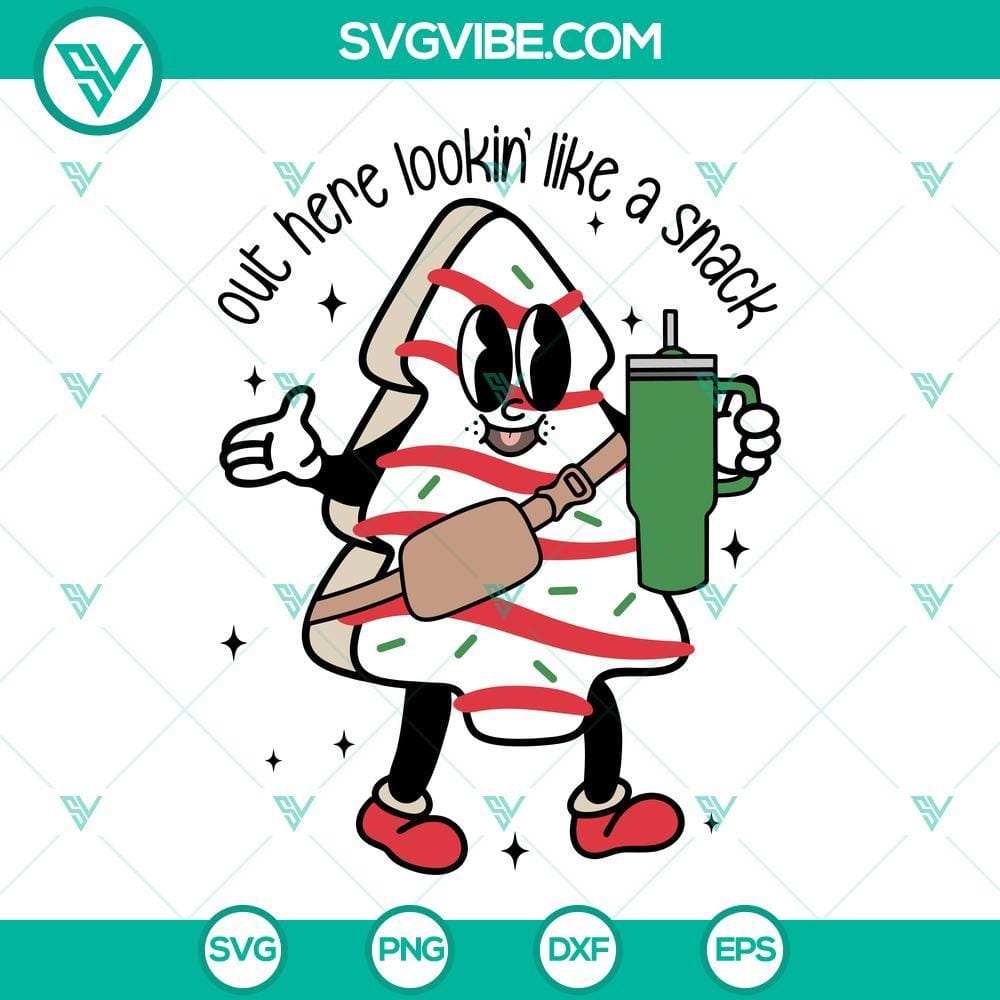 funny-christmas-tree-cake-svg-out-here-lookin-like-a-snack-svg-boojee-stanley-tumbler-inspired-belt-bag-svg-10-mockup.jpg Christmas tree cake SVG files with funny designs, perfect for holiday projects.