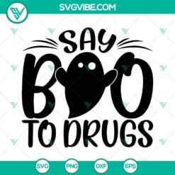 Red Ribbon Week SVG with "Say Boo To Drugs", Drug Free theme. Funny and creative design for download.