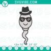 Humorous sperm with sunglasses embroidery designs, "We used to live in your balls" file, unique and playful design for embroidery enthusiasts.