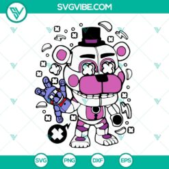 Funtime Freddy, Freddy Fazbear Pizza, and Glam Bear SVG file for Fnaf fan art and crafting projects.