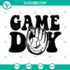 Game Day baseball glove SVG file and trendy baseball shirt retro design for download.