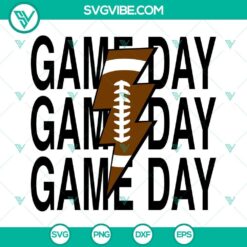 Distressed lightning bolt design for Game Day football, available as SVG, PNG, and DXF files.