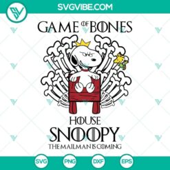 Game Of Bones Snoopy SVG file with Peanuts characters in PNG, DXF, EPS formats for Cricut machines.