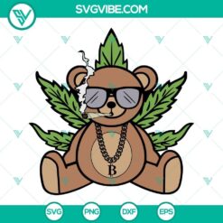 Gangsta Bear Smoking Weed SVG Download, Marijuana Bear SVG File, Cannabis Bear