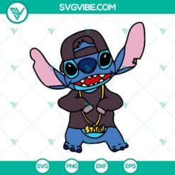 Gangster Stitch SVG download, Stitch rapper SVG image, featuring a funny Disney interpretation of Stitch from Lilo & Stitch.