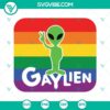 Gaylien SVG file with LGBT rainbow flag, alien LGBT pride imagery. Funny design for download.