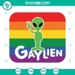 Gaylien SVG file with LGBT rainbow flag, alien LGBT pride imagery. Funny design for download.