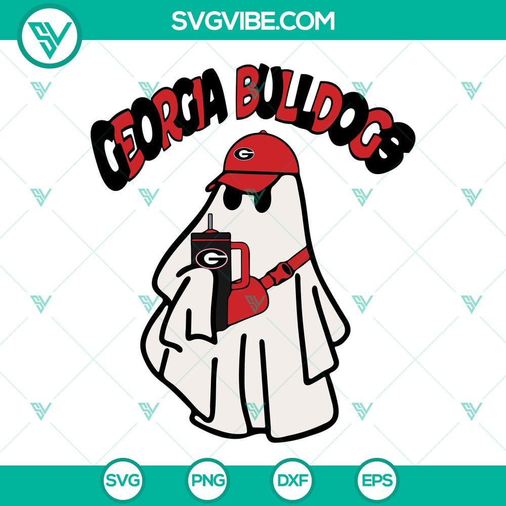 Georgia Bulldogs Football Boo Jee Ghost Halloween SVG PNG DXF EPS Files Georgia Bulldogs football themed Boo Jee Ghost Halloween SVG files in PNG, DXF, and EPS formats for crafting.