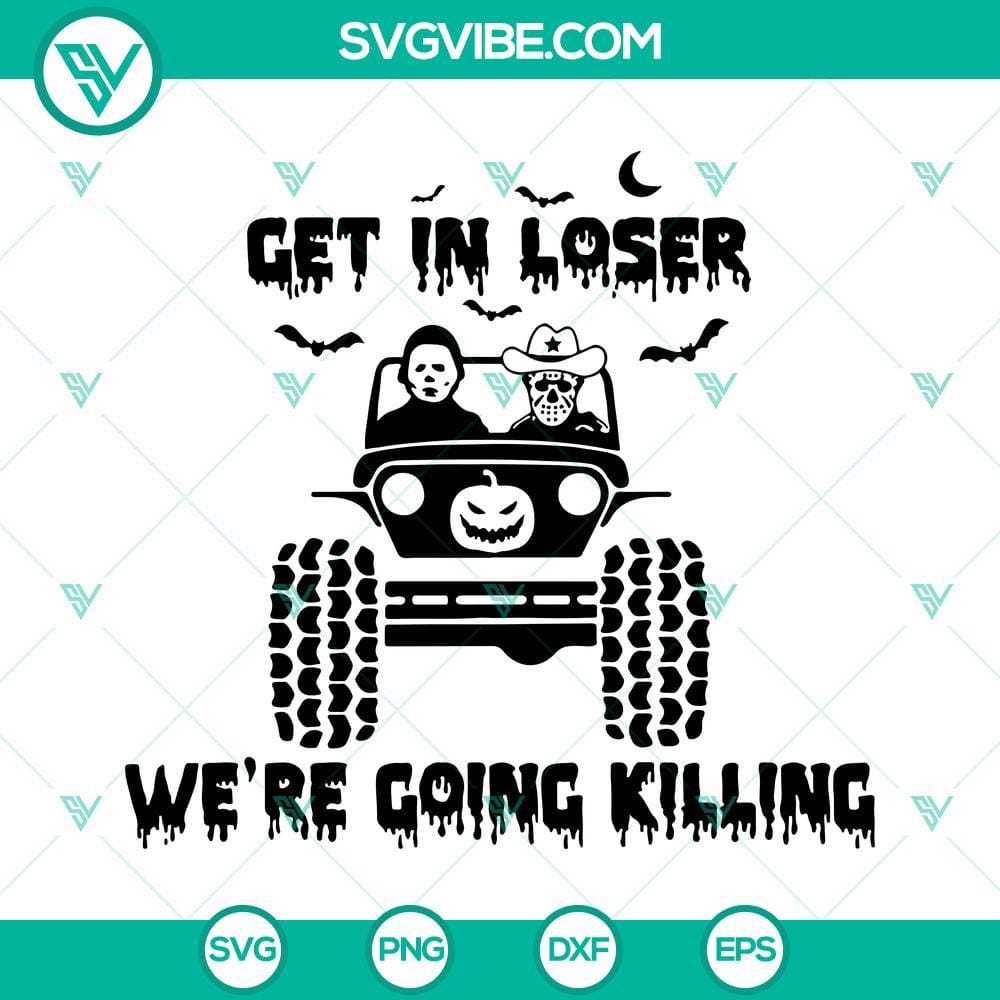 get-in-loser-horror-movie-offroad-svg-halloween-horror-jeep-svg-png-dxf-eps-for-cricut-files-2-mockup.jpg Horror movie themed offroad Jeep SVG file for Halloween, with "Get In Loser" slogan. Perfect for spooky craft projects.