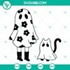 Spooky Ghost Girl and Ghost Cat SVG file, perfect for Halloween decorations. Get your spooky season SVG download now!