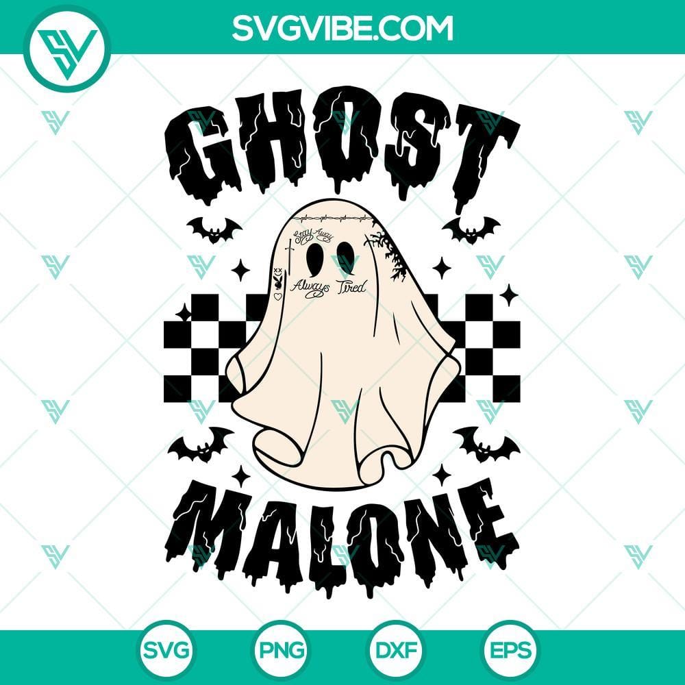 Ghost Malone Svg, Funny Post Malone Halloween Svg Png Dxf Eps Instant Download Ghost Malone Halloween-themed SVG featuring a humorous twist on Post Malone, perfect for seasonal crafting projects.