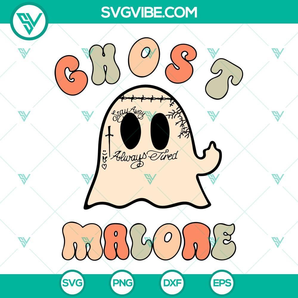 Ghost Malone SVG PNG DXF EPS Cut Files For Cricut Silhouette Ghost Malone SVG file design with PNG, DXF, and EPS formats for Cricut and Silhouette machines.