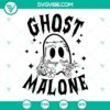 Ghost Malone Halloween SVG featuring a comical ghost resembling Post Malone, perfect for a funny Halloween project. Downloadable design.