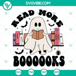 Halloween ghost reading more books SVG file with spooky design for Halloween crafting projects and decor.