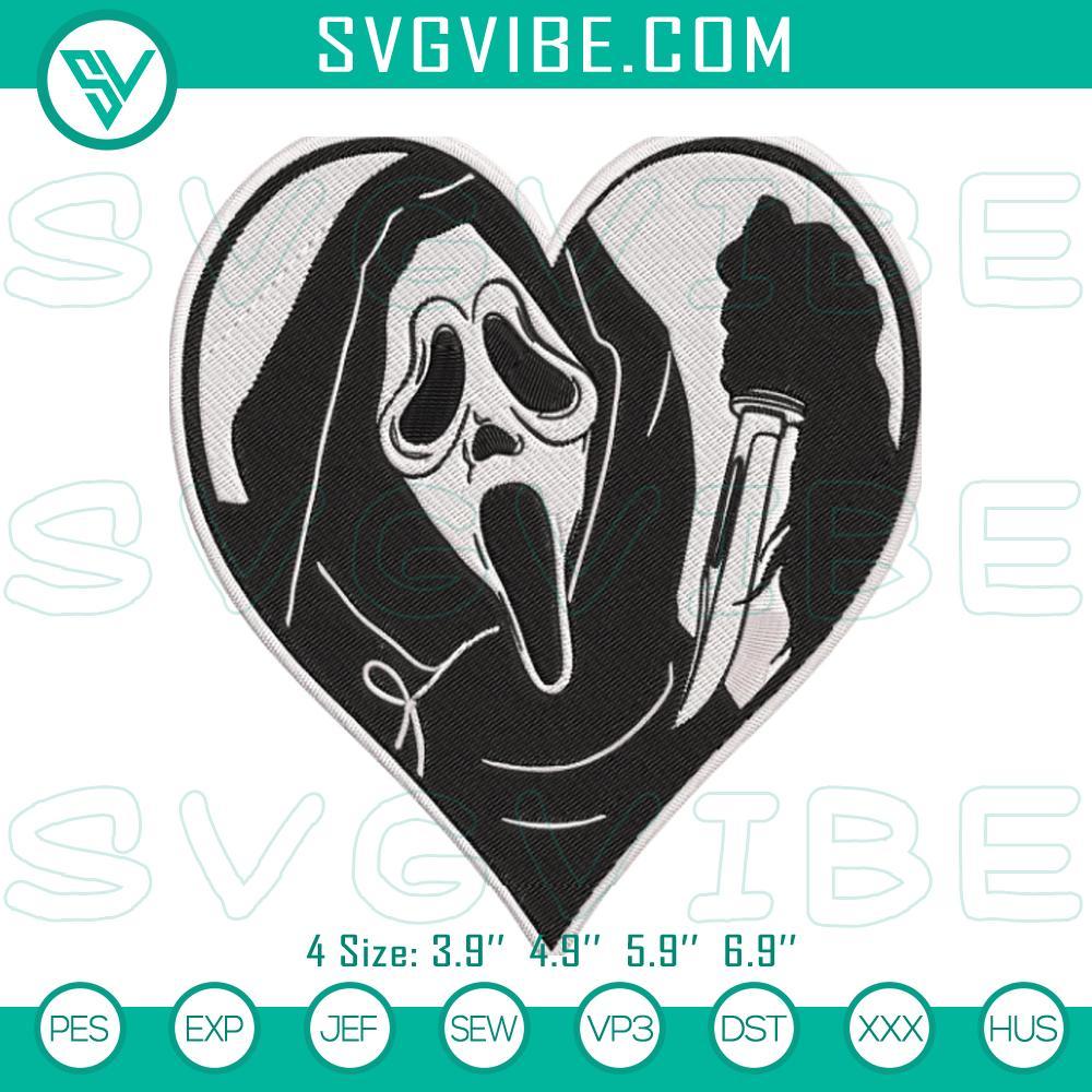 Ghostface Heart Embroidery Designs Ghostface heart embroidery designs perfect for Halloween. Horror movie inspired digital download for spooky crafting projects.