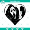 Halloween Ghostface heart-shaped SVG images in PNG, DXF, EPS formats perfect for Cricut crafting.
