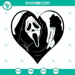Halloween Ghostface heart-shaped SVG images in PNG, DXF, EPS formats perfect for Cricut crafting.
