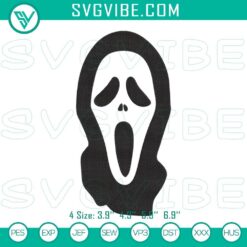 Ghostface Scream embroidery design file inspired by Scary Movie for Halloween machine embroidery.