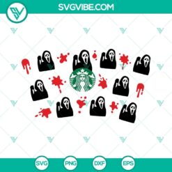 Ghostface Scream Starbucks Cup full wrap SVG design, inspired by Scary Movie franchise. Perfect for Halloween.