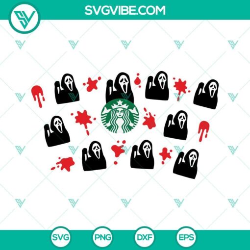 Ghostface Scream Starbucks Cup full wrap SVG design, inspired by Scary Movie franchise. Perfect for Halloween.