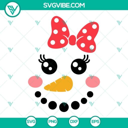 Snowman girl with bow SVG images in PNG, DXF, and EPS formats. Cute and festive design for holiday crafting projects.