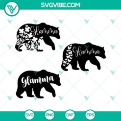 Glamma Bear SVG design, featuring fun and stylish Grandma Life theme. Perfect for crafting projects.