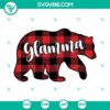 Buffalo Plaid Glamma Bear SVG and PNG files, perfect for Grandma, with stylish design elements.