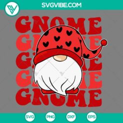 Heart-shaped gnomes Valentine SVG design bundle with PNG, EPS, and DXF files for digital crafting projects.