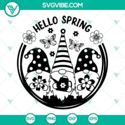 Spring gnomes SVG with butterfly, perfect for Hello Spring projects.