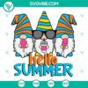 Gnomes Hello Summer SVG design featuring cute summer gnomes with the text "Hello Summer", perfect for crafts and decor.