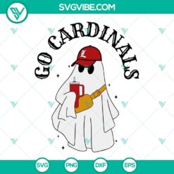 University of Louisville Cardinals themed SVG files with Go Cardinals Boo Jee Ghost design, perfect for fans and craft projects.