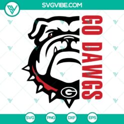 Georgia Bulldogs SVG design, featuring "Go Dawgs" text with a bulldog graphic. Ideal for Georgia fans. Downloadable Georgia SVG files.