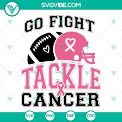 Football breast cancer awareness SVG files with "Go Fight Tackle Cancer" design. Perfect for crafting projects.