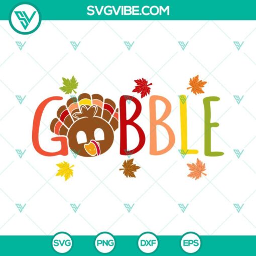 Thanksgiving turkey SVG file with Gobble text for holiday crafting projects.