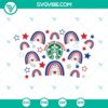 "4th of July Starbucks cup with God Bless America rainbows full wrap design, patriotic SVG image"