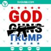God Guns Trump and Trump 2024 SVG files for Cricut, featuring rifle designs. Perfect for patriotic crafting projects.