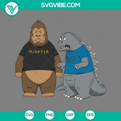Godzilla vs Kong SVG image with Kaiju Metal design. Download in PNG, EPS, DXF file formats.