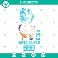 Goku Saiyan God digital files for Cricut, Dragon Ball SVG images in PNG, DXF, EPS formats. Perfect for anime and manga fans.