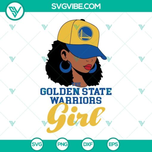 Golden State Warriors Black Girl SVG File featuring Warriors team logo and design elements for sports fans and basketball enthusiasts.