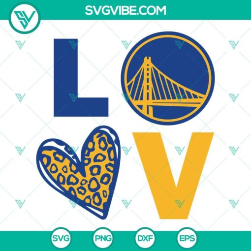 Golden State Warriors heart leopard SVG file, perfect for fans.