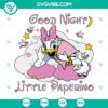 Adorable Daisy Duck SVG design for children's pajamas, featuring a sleeping daisy character. Perfect for kid's apparel projects.