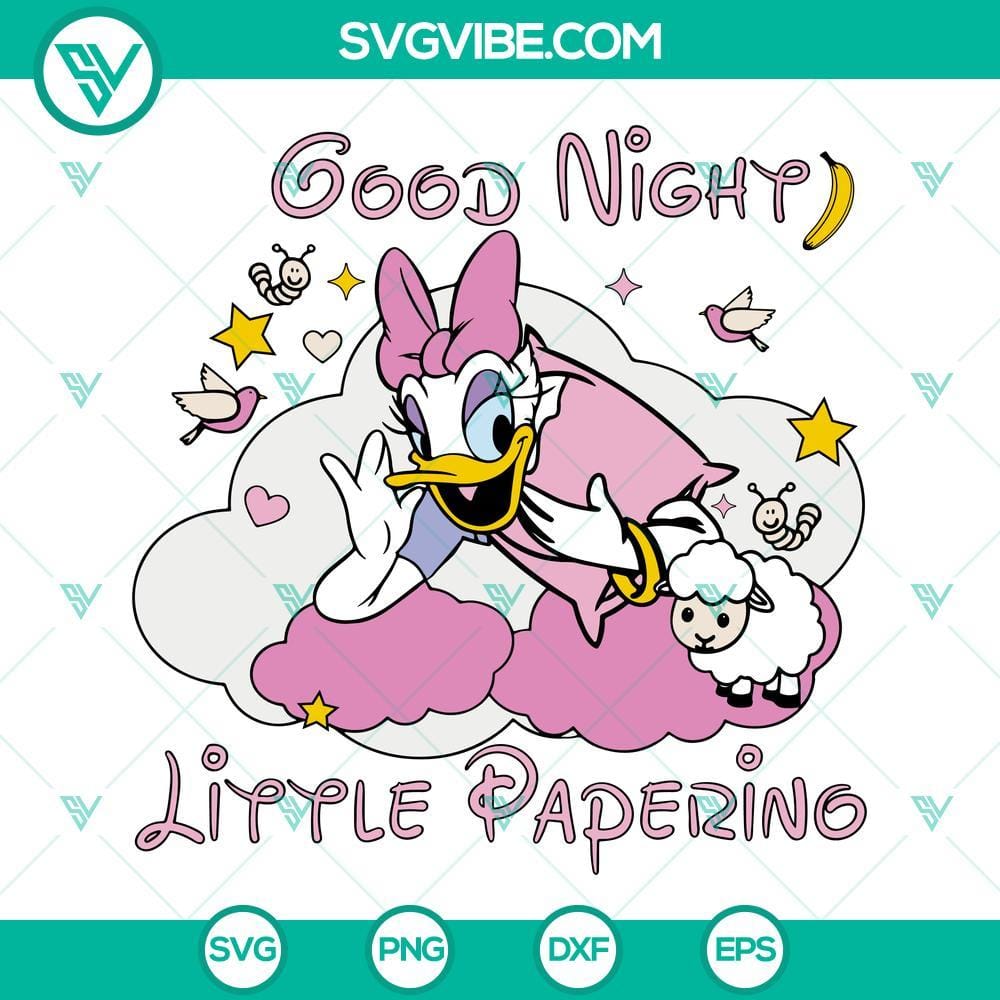 good-night-little-papering-daisy-duck-svg-kid-pajamas-svg-sleeping-svg-png-dxf-pes-files-6-mockup.jpg Adorable Daisy Duck SVG design for children's pajamas, featuring a sleeping daisy character. Perfect for kid's apparel projects.
