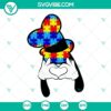 Autism awareness SVG with heart hand and puzzle hat design for crafts, prints, and apparel.