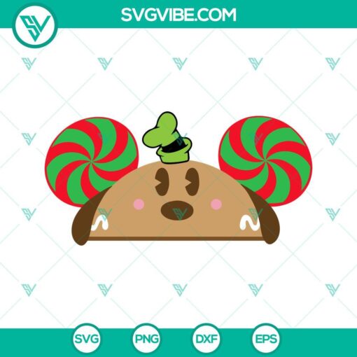 Goofy gingerbread hat ears SVG files for Disney Christmas, download in PNG, DXF, EPS formats.