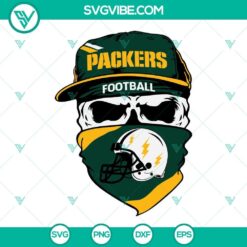 Green Bay Packers skull SVG files - Packers football design in PNG, DXF, EPS format for cutting.